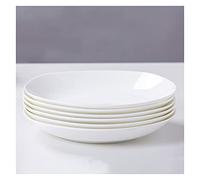 Tiiiopkvvv Lot de 6 assiettes à dîner, ensemble de vaisselle de cuisine pour plats, assiettes à apéritif, plats à salade et dessert, passe au four micro-ondes et au lave-vaisselle (blanc) assiette