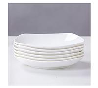 Tiiiopkvvv Lot de 6 assiettes à dîner, ensemble de vaisselle de cuisine pour plats, assiettes à apéritif, plats à salade et dessert, passe au four micro-ondes et au lave-vaisselle (blanc) assiette