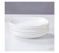 Tiiiopkvvv Lot de 6 assiettes à dîner, ensemble de vaisselle de cuisine pour plats, assiettes à apéritif, plats à salade et dessert, passe au four micro-ondes et au lave-vaisselle (blanc) assiette