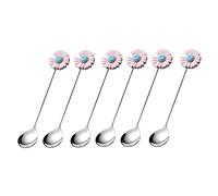 Tiiiopkvvv Lot de 6 cuillères à café de 13 cm, poignée créative en acier inoxydable de qualité alimentaire de qualité supérieure, cuillère à yaourt occidentale, cuillère à soupe (couleur : F) (B)