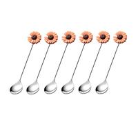 Tiiiopkvvv Lot de 6 cuillères à dessert cuillères à café de 13 cm, poignée créative en acier inoxydable de qualité alimentaire de qualité supérieure, cuillère à yaourt occidentale, cuillère à soupe