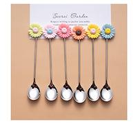Tiiiopkvvv Lot de 6 cuillères à dessert cuillères à café de 13 cm, poignée créative en acier inoxydable de qualité alimentaire de qualité supérieure, cuillère à yaourt occidentale, cuillère à soupe