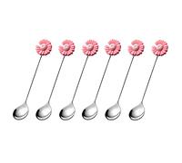 Tiiiopkvvv Lot de 6 cuillères à dessert cuillères à café de 13 cm, poignée créative en acier inoxydable de qualité alimentaire de qualité supérieure, cuillère à yaourt occidentale, cuillère à soupe