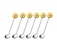 Tiiiopkvvv Lot de 6 cuillères à dessert cuillères à café de 13 cm, poignée créative en acier inoxydable de qualité alimentaire de qualité supérieure, cuillère à yaourt occidentale, cuillère à soupe