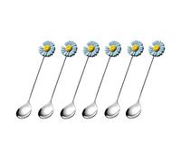 Tiiiopkvvv Lot de 6 cuillères à dessert cuillères à café de 13 cm, poignée créative en acier inoxydable de qualité alimentaire de qualité supérieure, cuillère à yaourt occidentale, cuillère à soupe