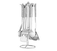 Tiiiopkvvv Lot de 7 ustensiles de cuisine en acier inoxydable louche cuillère à fente pelle spatule passoire serveur à pâtes Utensi