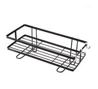 Tiiiopkvvv Organiseur de salle de bain au-dessus des toilettes, étagère de rangement ouverte, économiseur d'espace, facile à assembler, motif grille, blanc, noir (34 x 15 x 7 cm)