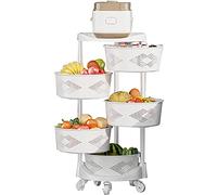 Tiiiopkvvv Panier à fruits blanc rotatif multicouche étagère ronde à couches cuisine rotatif à 360 ° étagère à légumes au sol étagère de rangement de cuisine multicouche (taille : 4 niveaux) (5
