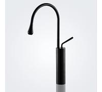 Tiiiopkvvv Robinet de lavabo simple tout en cuivre, peinture noire, robinet d'eau de salle de bain moderne à trou unique, robinet froid et chaud, noir, 5,6 x 38,1 cm (noir 5,6 x 48 cm)