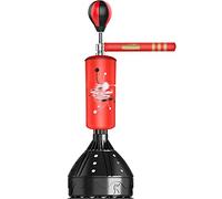 Tiiiopkvvv Sac de frappe 3 en 1 avec barre, ensemble de boxe sur pied avec base stable, sacs de vitesse pour enfants et adultes pour entraînement aux arts martiaux (rouge, 21 à 30 jours)