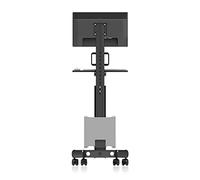 Tiiiopkvvv Support de moniteur mobile pour écran 17"-32" - Support de moniteur à poser au sol pour TV LCD - Réglable en hauteur - Support de moniteur avec clavier et support hôte