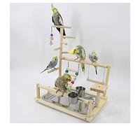 Tiiiopkvvv Support interactif d'aire de jeu pour perroquet, jouet balançoire, fournitures pour perruches, pinsons, oiseaux, perroquets, perchoirs (laiton)