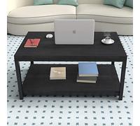 Tiiiopkvvv Table basse rectangulaire en bois avec étagère inférieure et table d'appoint d'appoint pour le salon et le bureau (noir)