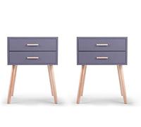 Tiiiopkvvv Table de chevet générique pour chambre à coucher, deux tables de chevet, table basse simple et moderne avec 2 tiroirs, pieds en bois de pin, meubles de salon, gris pour la maison et le