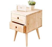 Tiiiopkvvv Table de chevet générique pour chambre à coucher, table d'appoint moderne, 100 % bois massif, 2 tiroirs, couleur bois pour la maison et le bureau