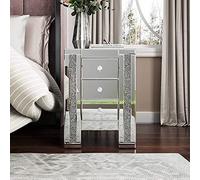 Tiiiopkvvv Table de chevet générique pour chambre à coucher, table de chevet à 3 tiroirs, style européen, table de chevet miroir, table basse en cristal cassé, armoire à 3 tiroirs pour la maison et le