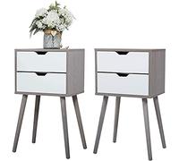 Tiiiopkvvv Table de chevet générique pour chambre à coucher, table de chevet blanche, ensemble de 2 pièces, table de chevet de luxe simple et légère, table basse pour bureau à domicile (couleur : gris