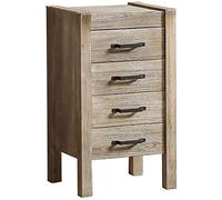 Tiiiopkvvv Table de chevet générique pour chambre à coucher, table de chevet en sapin vintage à quatre tiroirs, traitement du vieillissement en bois massif avec poignée en métal pour la maison et le