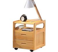 Tiiiopkvvv Table de chevet générique pour chambre à coucher, table de chevet mobile, table d'appoint 100 % pin, unité de rangement avec 2 tiroirs et 2 cloisons ouvertes pour bureau à domicile (couleur