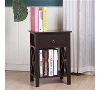 Tiiiopkvvv Table de chevet moderne en bois, table d'appoint polyvalente avec 1 tiroir, étagère de rangement inférieure et double face X-E, 40 x 30 x 55 cm (l x P x H), marron