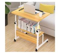 Tiiiopkvvv Table de chevet réglable pour ordinateur portable, table de chevet portable pour lit, canapé, bureau d'ordinateur portable pour salon, chambre à coucher (double planche en noyer)
