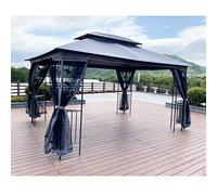 Tiiiopkvvv Tonnelle de patio de 3 x 33 m avec double toit de ventilation, tonnelle d'extérieur avec écran en maille amovible, pour pelouse, jardin, arrière-cour, gris (B gris)