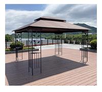 Tiiiopkvvv Tonnelle de patio de 3 x 33 m avec double toit de ventilation, tonnelle d'extérieur avec écran en maille amovible, pour pelouse, jardin, arrière-cour, gris (B marron)