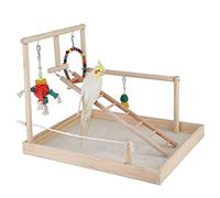 Tiiiopkvvv Xuanfeng Cage à oiseaux en bois pour perroquet avec échelle de jouets et perchoirs en laiton