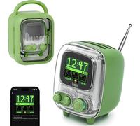 Tiivoo-2 Enceinte Bluetooth Rétro Avec Haut-Parleur Sans Fil Mignon, Petit, Tendance, Multifonction, Pixel Art, Horloge, Chargement D'Album, Bruit Blanc, Cadeau, Compatible Avec (Vert)