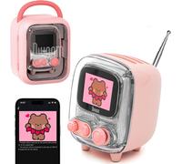 Tiivoo-2 Enceinte Bluetooth Rétro Avec Haut-Parleur Sans Fil Mignon, Petit, Tendance, Multifonction, Pixel Art, Horloge, Chargement D'Album, Bruit Blanc, Cadeau, Compatible Avec (Rose)[Z368]