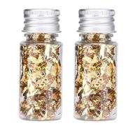 Tiiyee 2 Pcs Feuille d or Alimentaire Patisserie, Bouteilles Flocons Feuille Or 24K Comestibles, Décoration Gâteau Professionnelle Cocktail Manucure Dorure pour DIY Peinture et Pâtisserie
