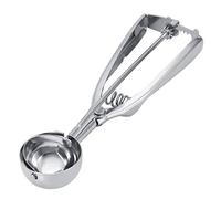 Tiiyee Ensemble de cuillères à biscuits, acier inoxydable argenté Facile nettoyer Cuillère crème glacée poignée ergonomique très durable avec gâchette pour la cuisson boulettes viande muffins(4CM)