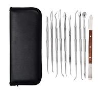 Tiiyee Outils De Sculpture en Acier Inoxydable, 10pcs Outils Sculpture Argile Kit Double Extrémité Outillage Modelage L'argile avec étui Transport pour Sculpter Détailler Poterie Céramique Artisanat