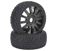 Tiiyee Pneus en Caoutchouc De RC Voiture, 2pcs Moyeu Roue Plastique Modèle Contrôle Montée Accessoire Moyeux Jantes Camion sur Chenilles Pièces Télécommande Kits Militaire Crawler Tout-Terrain(Noir)