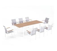 Tijuana salon aluminium blanc 8 places