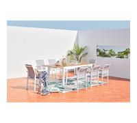 Concept Usine - Salon de jardin Tijuana - Aluminium blanc et bois - 8 places