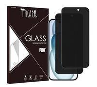 Tikai x2 Protection Écran Anti-Espion Couverture Complète pour iPhone 15/15 Pro 6,1 Pouces, Bord Noir Film Verre Trempé avec Kit d’Installation Facile, Compatible Coque, Lot de 2 Verres