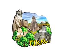 Tikal Aimant de réfrigérateur Guatemala en bois 3D monuments de voyage souvenirs de collection décoration fait à la main