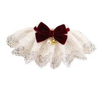 TIKATARER Bangage élégant pour Animaux de Compagnie en Dentelle avec Décoration d'arc et de Perle, écharpe à Berce de Polyester Doux Réglable pour Chiens et Chats pour Les Fêtes, Les (S)