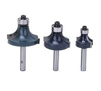TIKATARER Bit Routeur de Rond, 3pcs, Tige 1/4 de Pouce, Alliage YG8 et 45 # Bits de Routeur en Acier en Carbone Roundover Round Bit du Routeur avec Roulement, Bit Routeur Rond D'angle