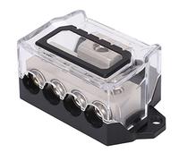 TIKATARER Bloc de Distribution d'alimentation pour Audio de Voiture, | Entrée de calibre 0, quatre sorties de calibre 4, répartiteur de masse d\'alimentation, distributeur audio en alliage de zinc