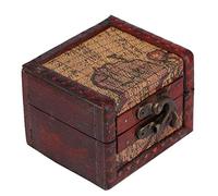 TIKATARER Boîte à Bijoux en Bois Vintage, Organisateur de Bibelots Antiques de 7,8 X 6,1 Cm, étui de Rangement carré Décoratif avec Revêtement de Cire, Idéal pour Une Utilisation en Cadeau