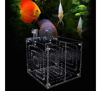 TIKATARER Boîte d'élevage d'Aquarium, Boîte 'Isolation en Acrylique avec Crochet et Disque 'Aspiration, Hauteur Réglable pour Aquarium de Crevettes Malades Blessés Agressifs (20MC*20CM*20CM)