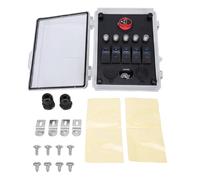 TIKATARER Boîtier D'alimentation étanche IP67, Panneau D'interrupteur pré-câblé à Bascule à 5 Gangs avec Chargeur USB PD, Prise Allume-cigare, Voltmètre LED avec Interrupteurs