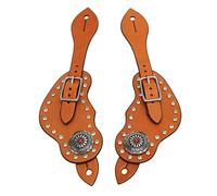 TIKATARER Boutelles d'éperon, Bretelles SPUR pour l'équitation de Racing Montre Une Sangle en Cuir Bracelet SPUR avec Boucle de Cowboy Bracelets pour l'équipement d'équitation Marron