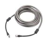 TIKATARER Câble Satellite Rectangulaire, Fil de Cuivre Monocœur de 16,4 Pieds 26AWG, Câble blindé en Acier Inoxydable étanche IP68 avec Blindage Métallique et Gaine en PVC, Idéal pour Mini Ethernet