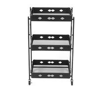 TIKATARER Chariot Roulant à 3 Niveaux, Chariot Utilitaire Mobile Pliable en Acier au Carbone, Organisateur de Rangement de Salle de Bain avec 4 Roues, Idéal pour la Salle de Bain et Le Bureau