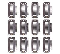 TIKATARER Clips de Perruque, Clips de Perruque à Cheveux de 32 Mm pour Extensions de Cheveux 40pcs 9 Dents en Acier Inoxydable d'extension de pour les et le Tissage des (Marron foncé)