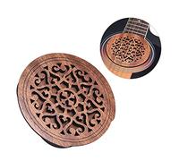 TIKATARER Couvercle de Trou de Son de Guitare, Tampon de Rétroaction en Bois d'acajou avec Plaque Arrière Amovible, pour Guitares Acoustiques Folk EQ, Trou de Son de 10 Cm (4)