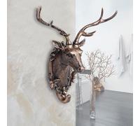 TIKATARER Décor DE Tête DE Cerf, Résine Animal Salle DE Bain Serviette Murale Suspendue Hook Chercheur Hat DE Manteau Keys Hanger Crâne DE 5,9x2,8x6,3 Pouces DÉCOR DE CRAI (Tête de cerf (or